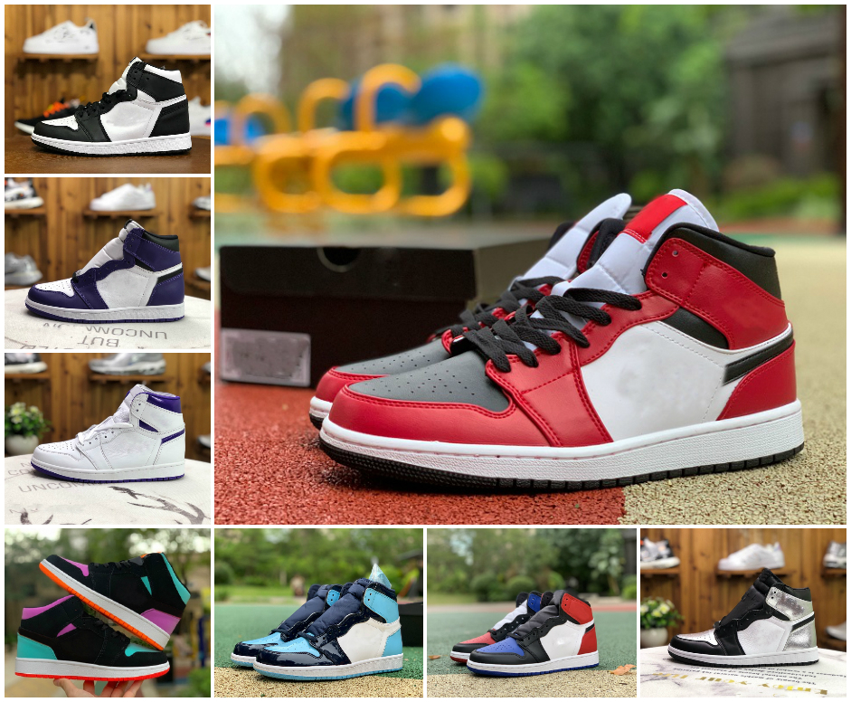 

Hyper Royal 1 1s Basketball Shoes Men Women Bred Toe Black Green Game Royal UNC Patent Court Purple Love Shattered FRAGMENT Banned TWIST Kentucky Sports Sneakers, A-j006