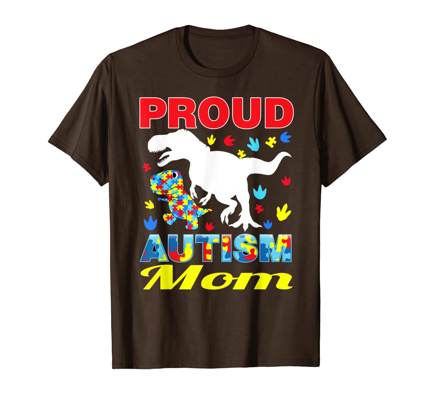 

proud autism mom t-shirt dinosaur t-rex autism awareness, White;black