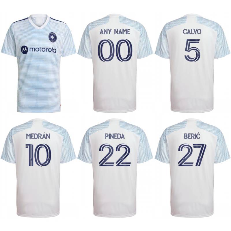 

2021 Chicago Soccer Jersey 2021/22 #10 MEDRAN CALVO Uniform Mens Fire #22 PINEDA BERIC Football Shirts, Black;yellow