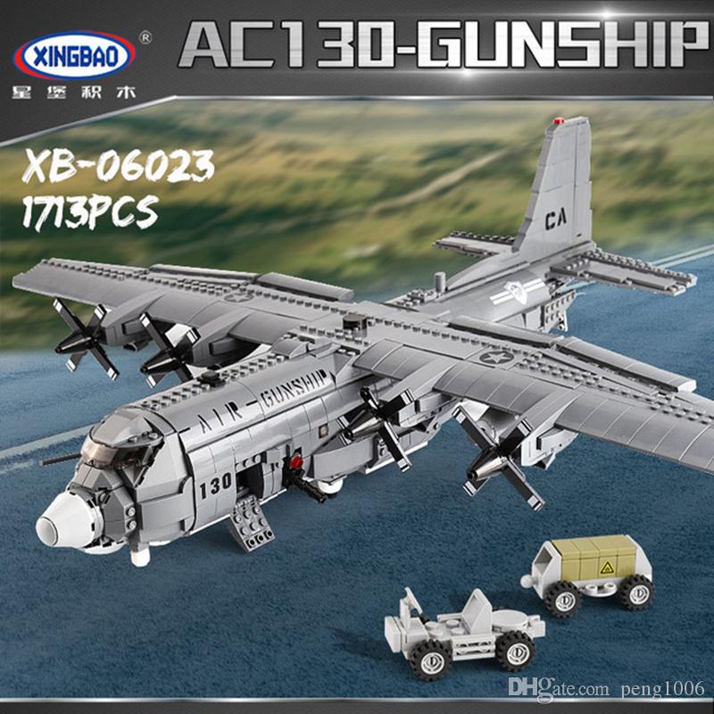 

XINGBAO 06023 1713PCS Military Army Series The AC130 Aerial Gunboat Set Building Blocks Bricks Assembly Airplane Model Juguetes