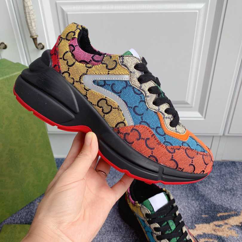 

Fashion Casual Shoes Multicolor Rhyton Women Mens Sneakers Trainers Vintage Leather Chaussures Ladies Shoe Sneaker Top Quality With Box Size 35-46, 14