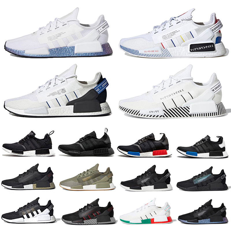 

White Speckled nmd r1 v2 mens running shoes Dazzle camo Japanese aqua tones mexico city gold metallic core black oreo men women runner trainers sports sneakers, Pay for box
