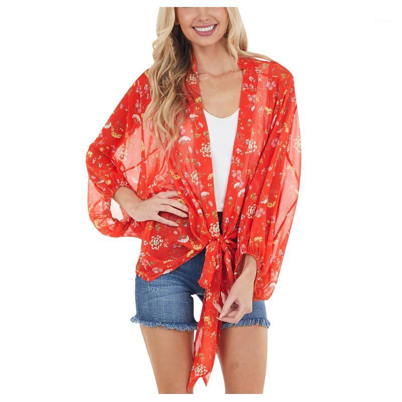 

Beach Cover Up Print Bikini Women Cardigan Summer Dress Ladies Tunics Swimsuit Ups#G3 Women' Swimwear, Red