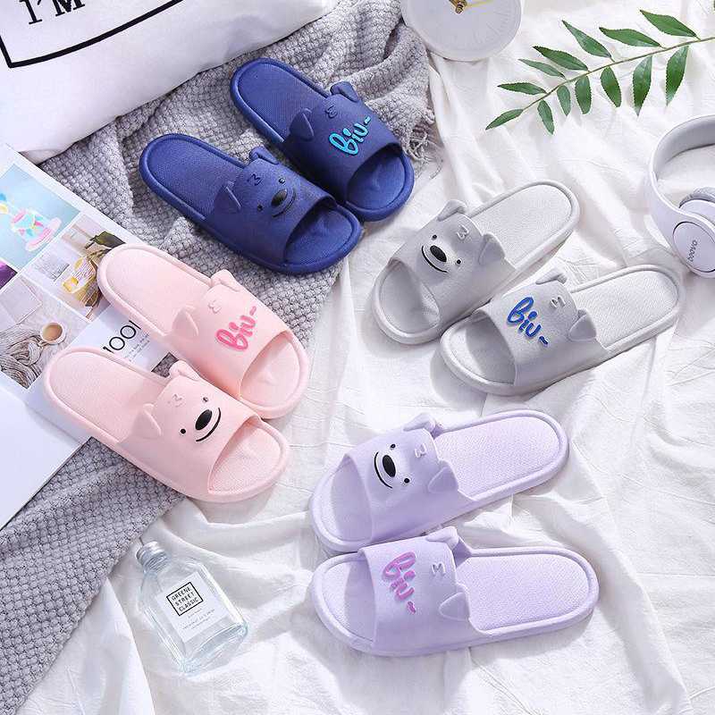 

Couple Indoor And Outdoor Slippers Women's Summer Antiskid Bathroom Flat Shoes Animal Pattern Men's, Black