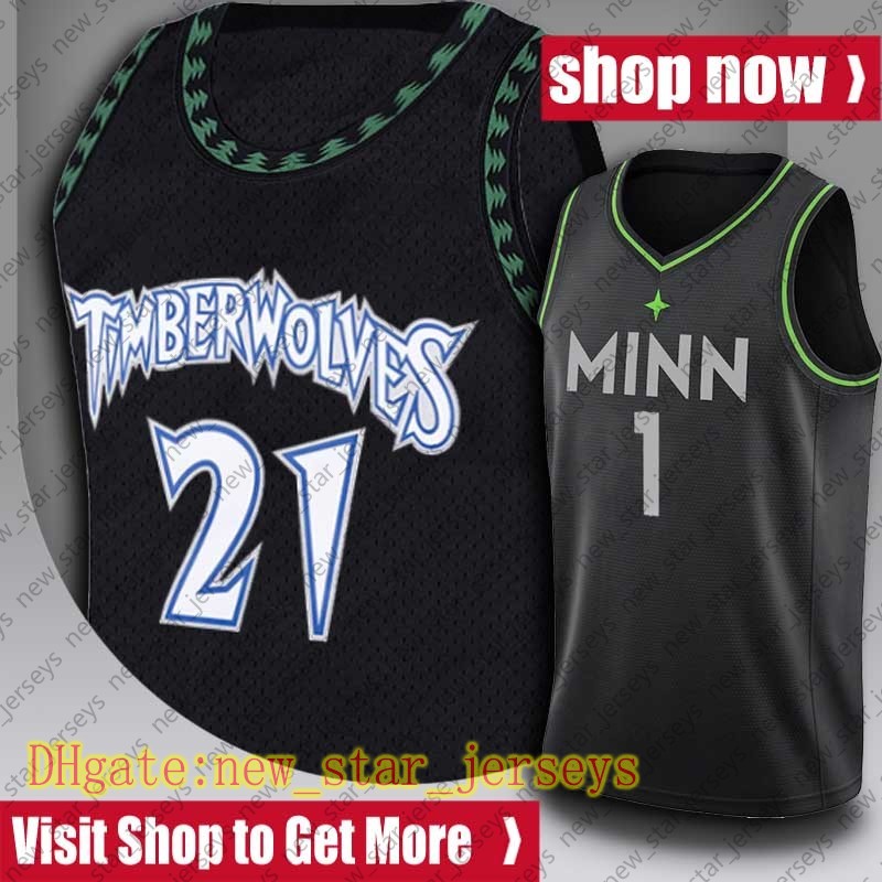 

Throwback Kevin 21 Garnett Jersey Karl-Anthony Towns Edwards Jerseys Minnesota Timberwolves City Edition Jersey, Black;red