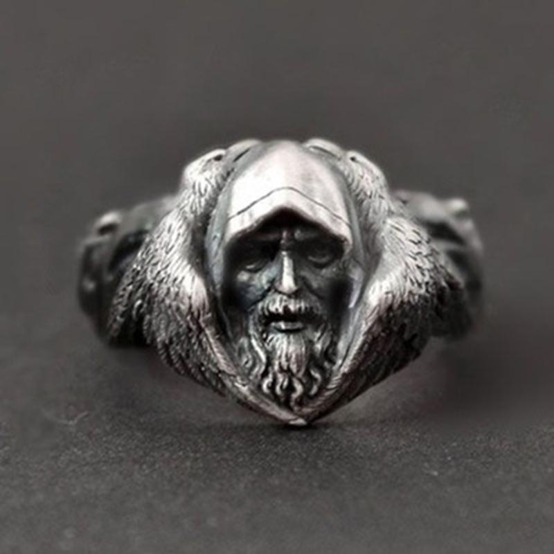 

Cluster Rings Mysterious Scandinavian Mythology Ring Odin Great God Viking Warrior Arctic Wolf Gothic For Mens Punk Party Jewelry B3P542