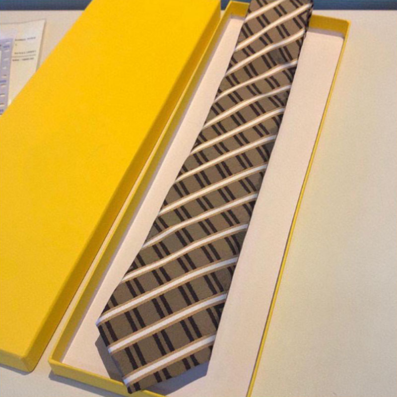 

Fashion Designer Tie For Men Luxury Business Mens Neck Ties Letter Stripe Necktie Silk Neckties Casual Ties Cravate With Box ACC