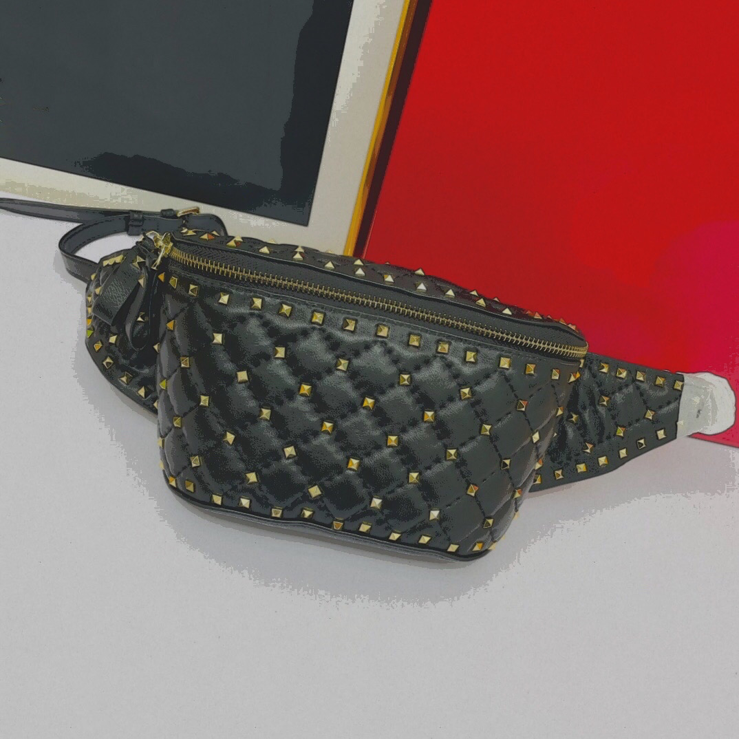 

Women's Luxury Classic Design Rivet Cross-body Bags Comfortable Soft Sheepskin With Diamond Pattern Thread Fanny Pack Multi-functional