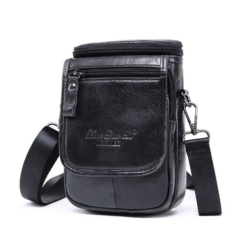 

Genuine Leather Men Travel Shoulder Messenger Crossbody Bags Cell Phone Pouch Bum Hip Belt Waist Bag Fanny Pack Male Coin Purse