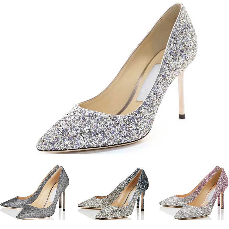 

designer womens girl high JC heels Romy Fashion Luxury 8 10 12 CM Dress Office Party Wedding Crystal Shoes size 36-42 With box, Not ship