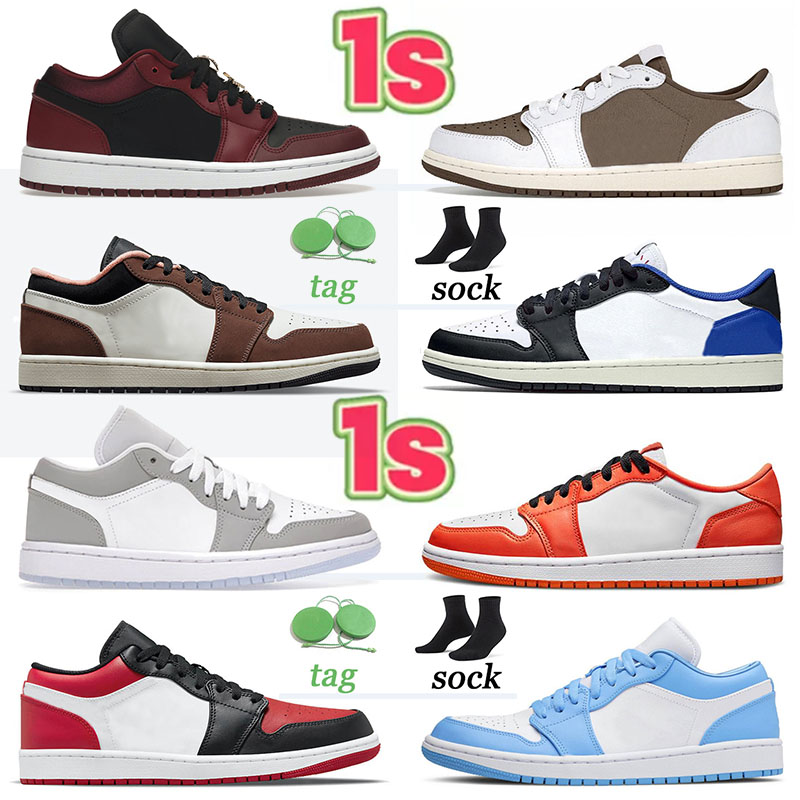 

Jordens Jumpman 1 Basketball Shoes Men Women Trainers Light Chocolate Mocha Jorden1s Off 1s Starfish UNC Low Retro Designer Sneakers Military Themed Black Toe White, 36-45 low crimson tint