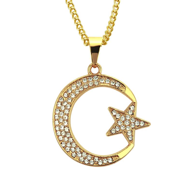 

Pendant Necklaces Ascona Hip Hop Iced Out Bling Moon Star Circle CZ Gold Necklace Party Charm Rock Hiphop Jewelry Accessories For Women