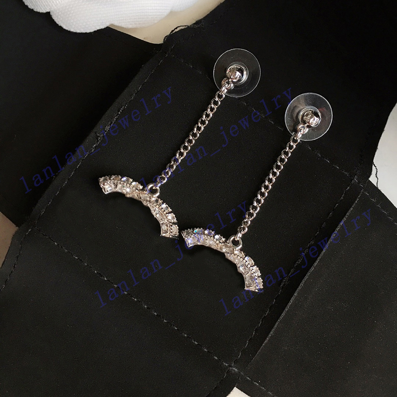 

Luxury Stud Designer Earrings Classic Double Letter Logo Diamond 925 Silver Needle With Box L0-C29, Golden;silver