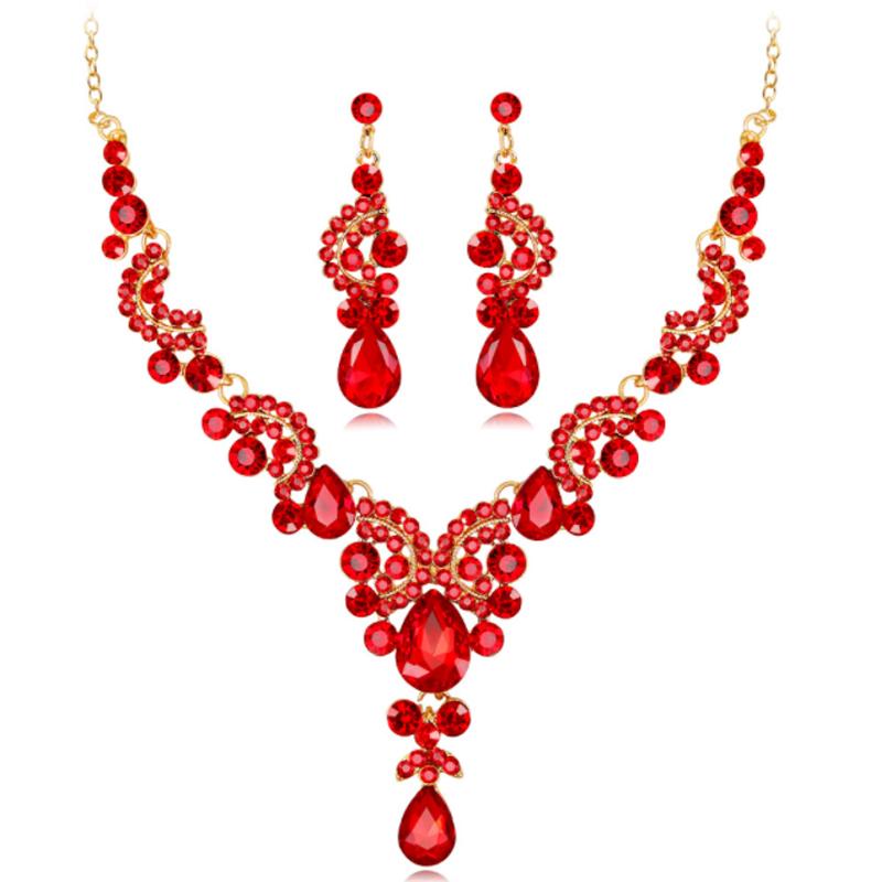 

Earrings & Necklace Sweet Romantic Bride's Jewelry Sets Selling Elegant Fashional Wedding Jewelries For Girls, As pic