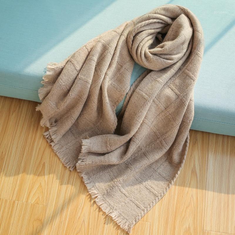 

Scarves Luxe Pure Cashmere Scarf Plaid Blanket Wraps Winter Shawl Women Pashmina High Quality Designer Solid Color Ladies Scarfs