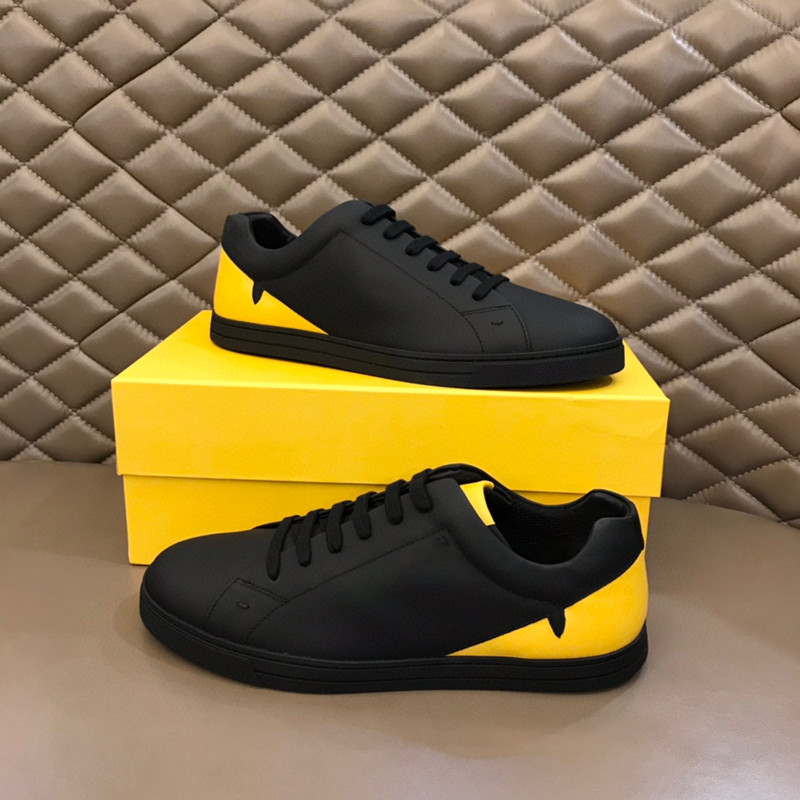 

2022 High quality Men Genuine leather shoes fashion monster sneakers Pure color casual Mens shoess The original perfect recovery Casual shoesss, Black