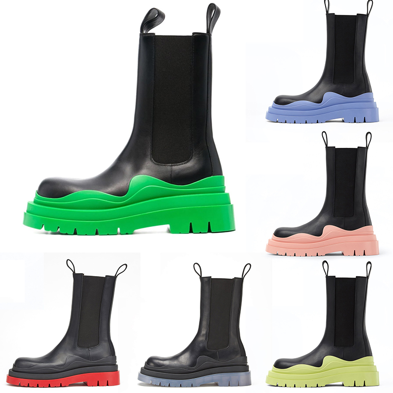 Nouvelle Arrivée Chelsea Chunky Designer Luxueux Bottes Femmes Baskets Tout Noir Rose Gris Vert Rose Violet Femme Contraste-Sole Martin Booties P