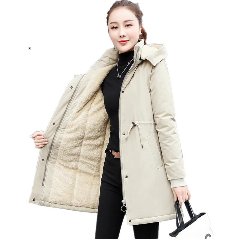 

Women's Trench Coats Trending Products Women Coat Large Size Winter Hooded Cotton Clothing Add Plus Cashmere Outwear 1480