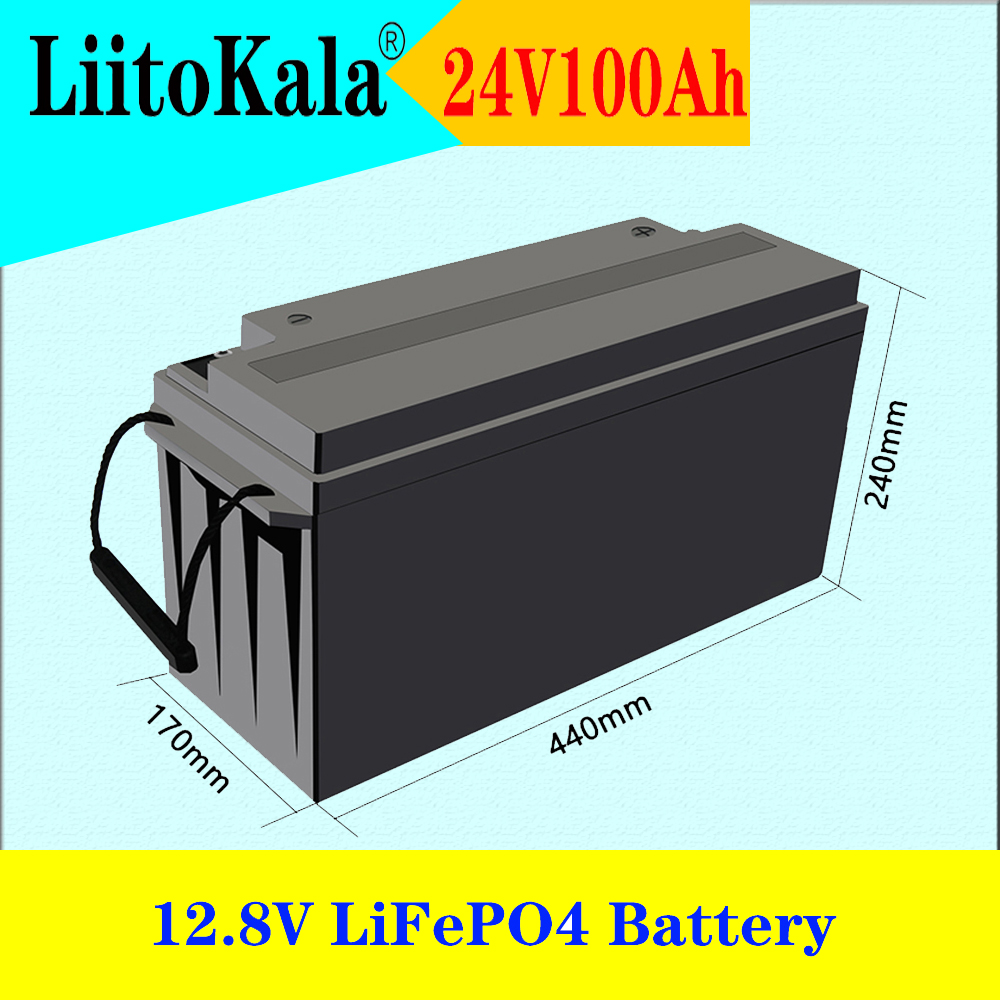 

LiitoKala 24V 100Ah LiFePO4 battery Power Batteries 3000 Cycles For RV Campers Golf Cart Off-Road Off-grid Solar Wind 100A BMS