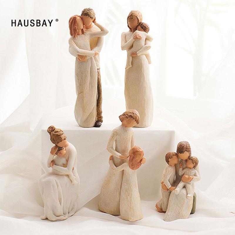 

Decorative Objects & Figurines Warm Family Resin Figure Doll Decoration Happy Time Home Crafts Wedding Anniversary Gift D207