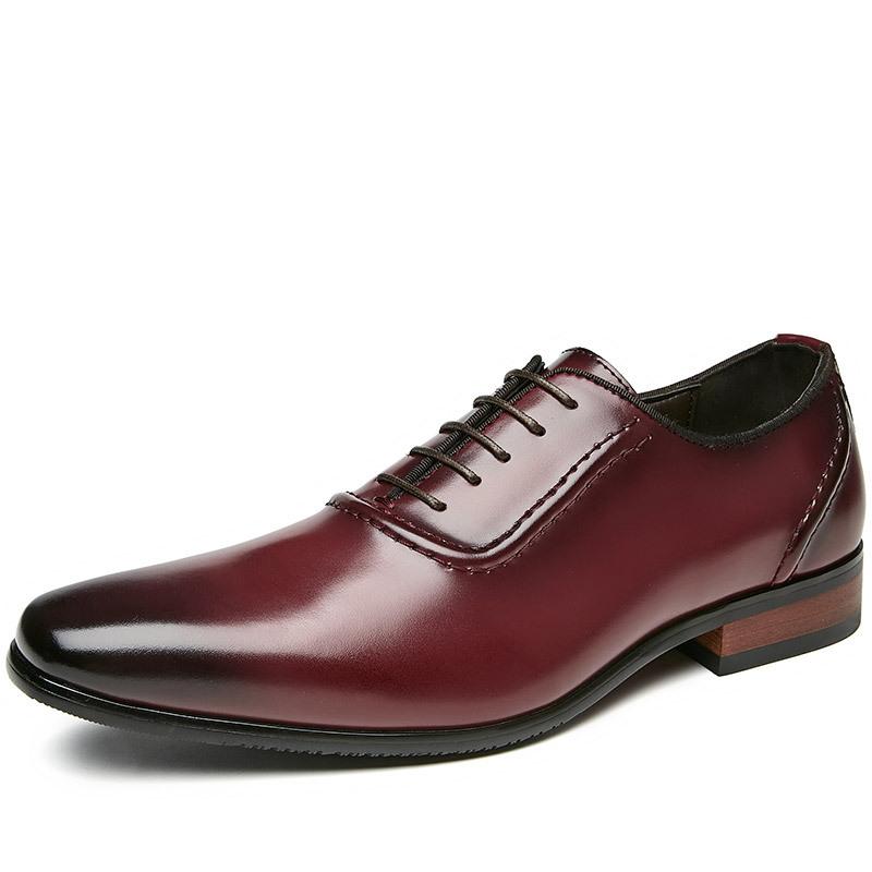

Dress Shoes Top Quality Genuine Leather Mens Formal 2021 Breathable Business Wedding Man Office Decent Suit, Burgundy