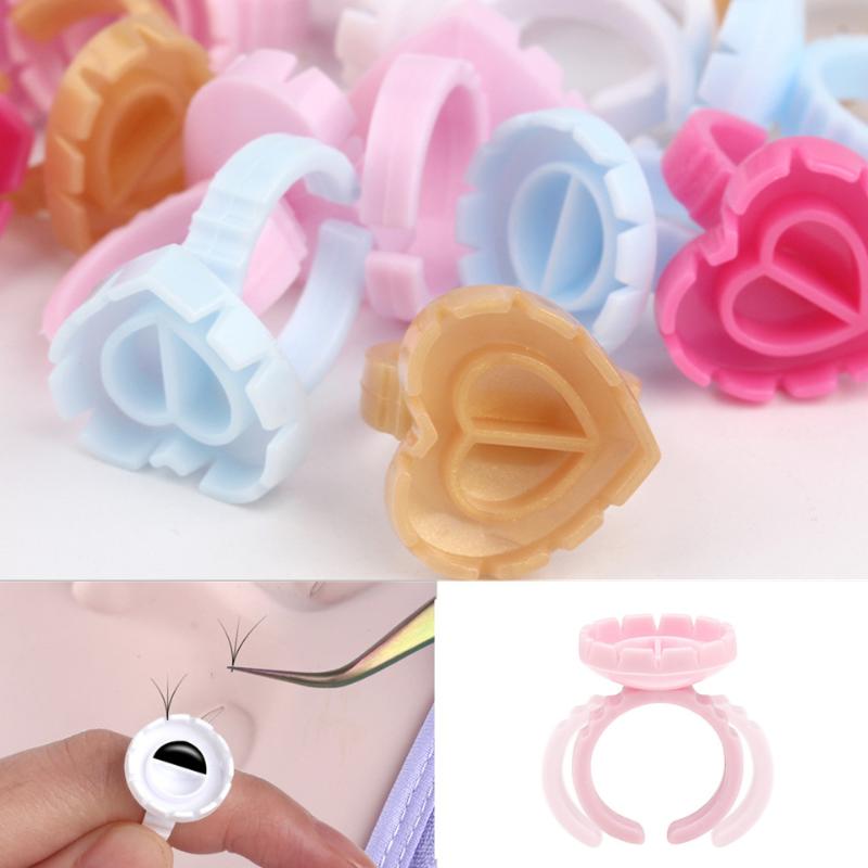 

False Eyelashes COME 50/100pcs Disposable V-Shaped Eyelash Glue Fan Cup Rings Easy To Make Volume Fans Nail Art Adhesibve Holder Makeup Tool