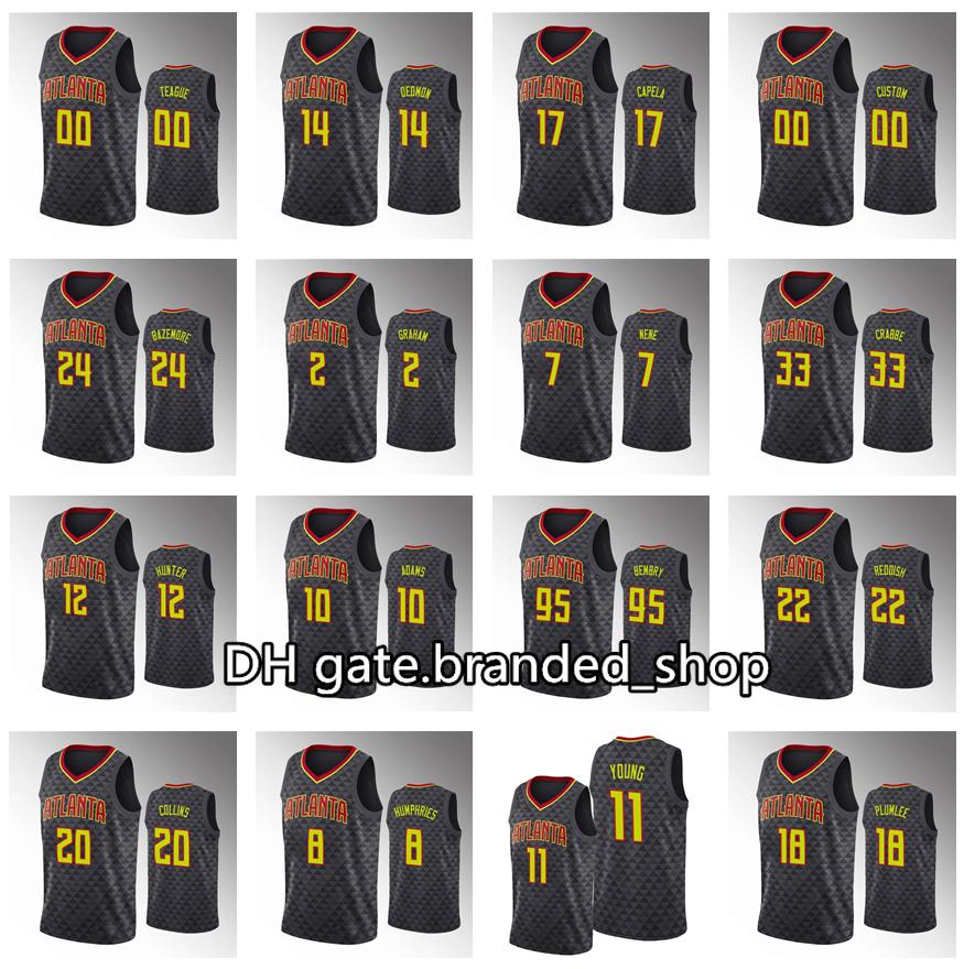 

Custom Men Basketball Trae Young Jersey 8 Danilo Gallinari 22 Cam Reddish 7 Rajon Rondo spud webb Women Kids Black Icon Basketball Jersey, Black;red