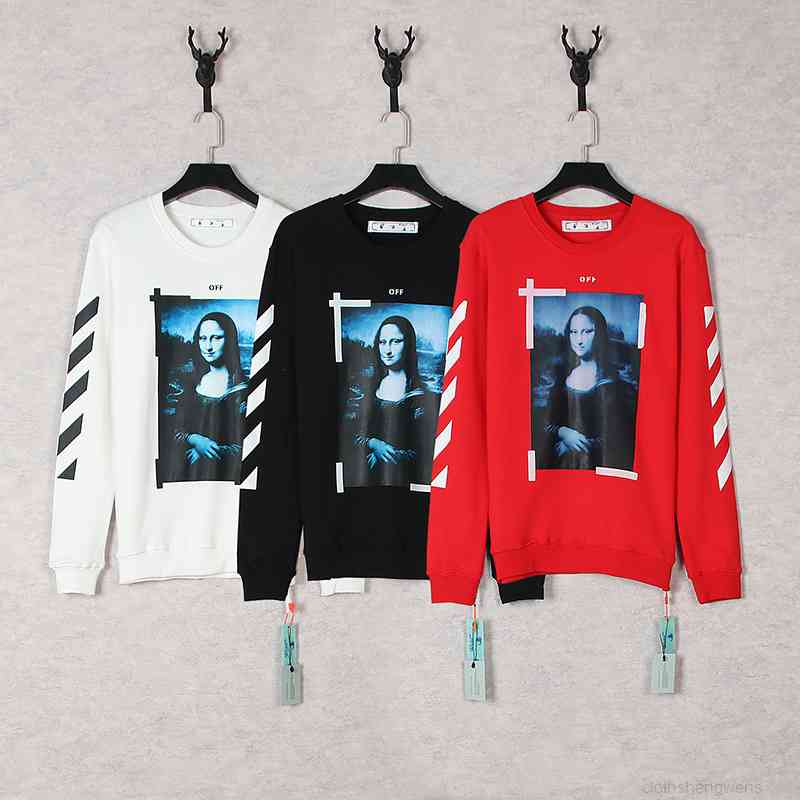 

Men's Hoodies Sweatshirts 2021 Autumn and Winter High-quality Off Mona Lisa Round Neck Pullover, Black