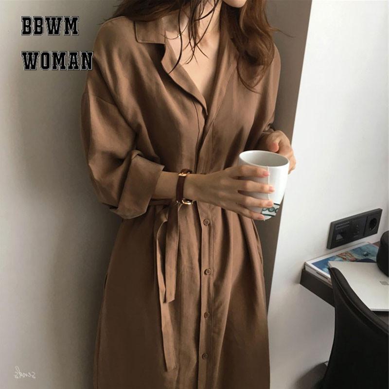 

Women's Trench Coats Autumn 2021 Korean Chic Loose Coat Long Windbreaker Caramel Navy Blue Lapel Women Winter ZO809