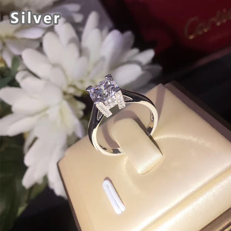 

S925 silver plated diamond engagement ring in Europe and America the new creative HW English letters diamond simulation