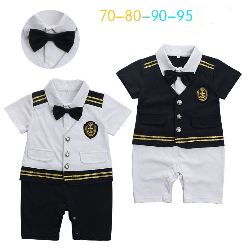 

Retail/wholesale Infant baby cotton Navy sailors rompers with bow onesies Jumpsuit Jumpsuits Children Designers Clothes Kids boutique clothing, Prussian blue
