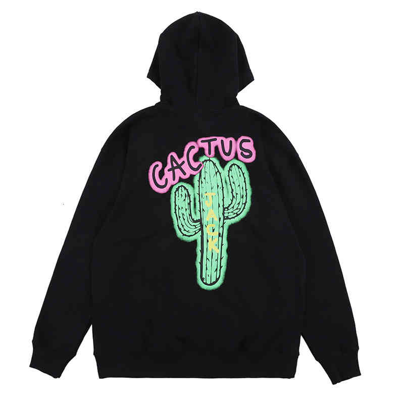 

Men' Hoodies & Sweatshirts Street hip hop sweater casual men' and women' letter cactus color contrast printed Hoodie TPP6, Black