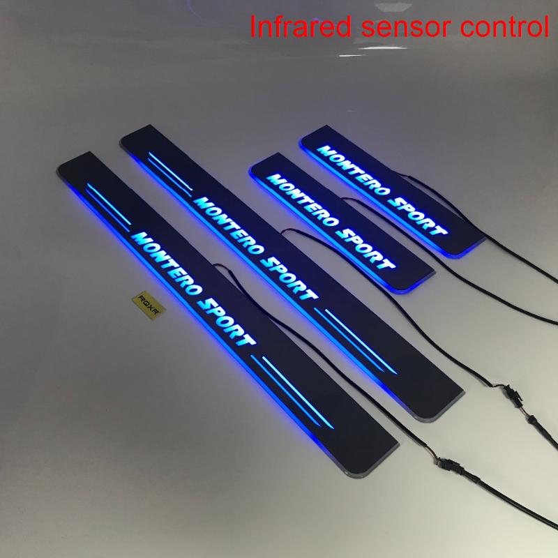 

Infrared Sensor Control Led Door Sill Plate Strip Welcome Light Threshold Guard Protectors For Mitsubishi Montero Interior&External Lights