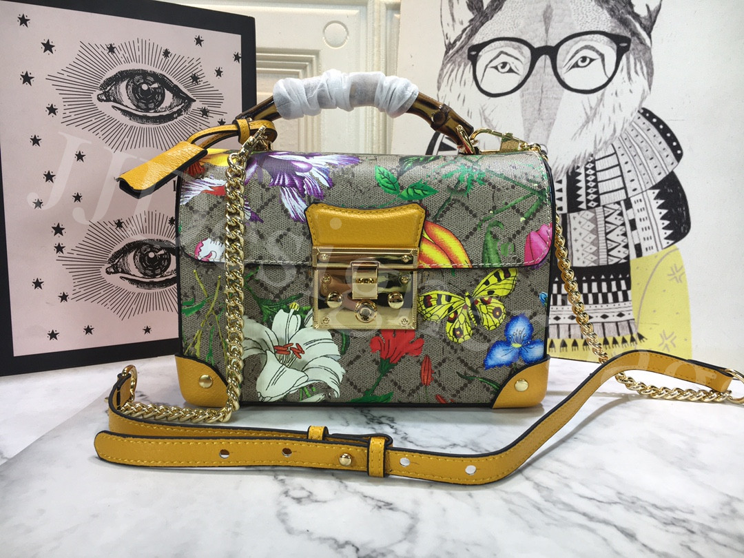 

2021 Fashion womens famous Padlock Bags Bamboo Handle designer Brand Messenger Women Cross Body Luxurys chain Handbag Satchel floral Purse C