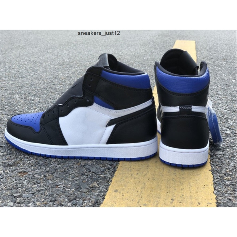 

Genuine Jumpman 1 Basketball Shoes Blue Black and White Color Men's Sports Shoelaces Shoebox Full Size 40.5---46