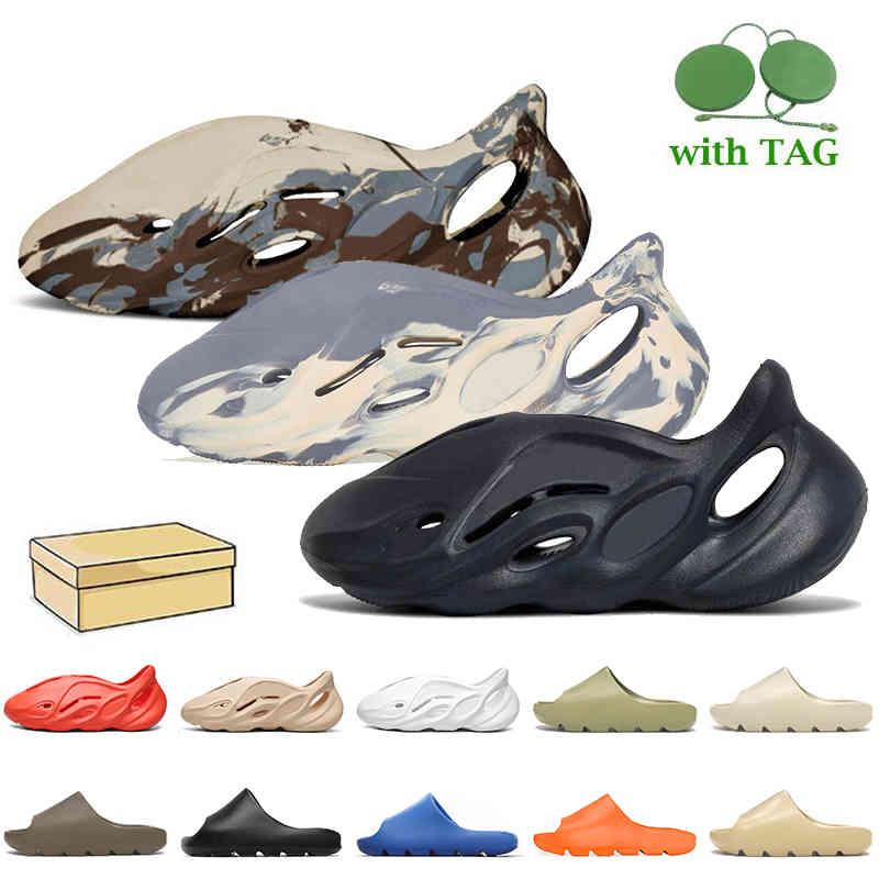 

Fashion Top Womens Mens Designer Slippers Slides Foam Rnnr Eva Sandals Mineral Blue Moon Gray Cream Clay Resin Earth Brown Desert Sand Bone, C22 kids 32-35