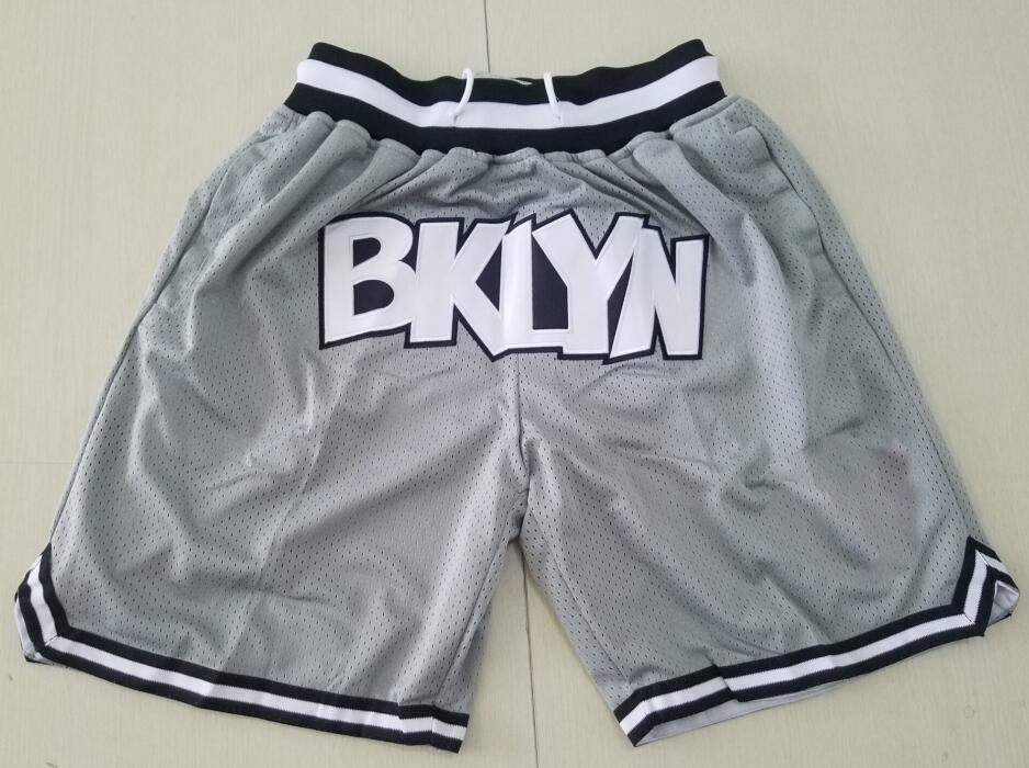 

Team Shorts Bklyn Vintage Basketball Zipper Pocket Running Clothes White Black Gray Just Done Size -XXL, Grey