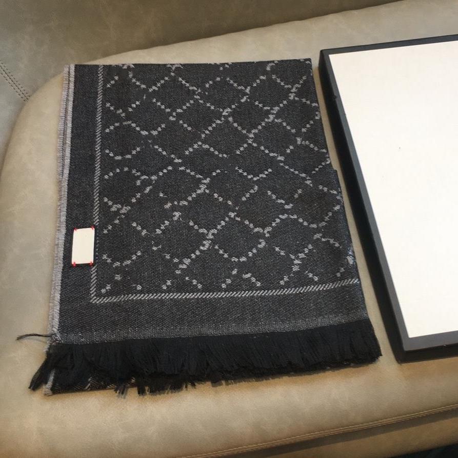 

Men Jacquard Pattern Knitted Scarf Letter Fringe Edges Designer Women Wool Scarves