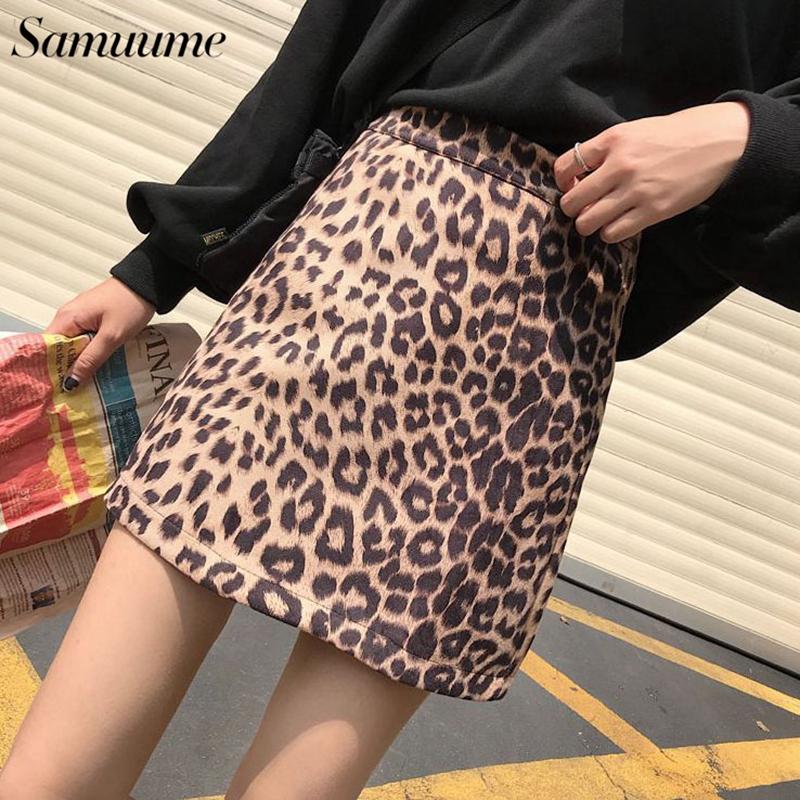 

Skirts Samuume Casual Autumn High Waist Mini A Line Leopard Print Womens 2021 Solid Suede Skirt Zipper Tube D403F-0398