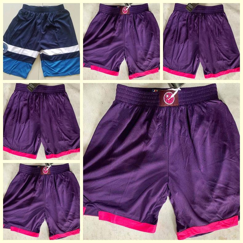 

Men Minnesota Timberwolves Basketball players wear basketball shorts on the court;Swingman sews embroidered men basketball shorts, Black