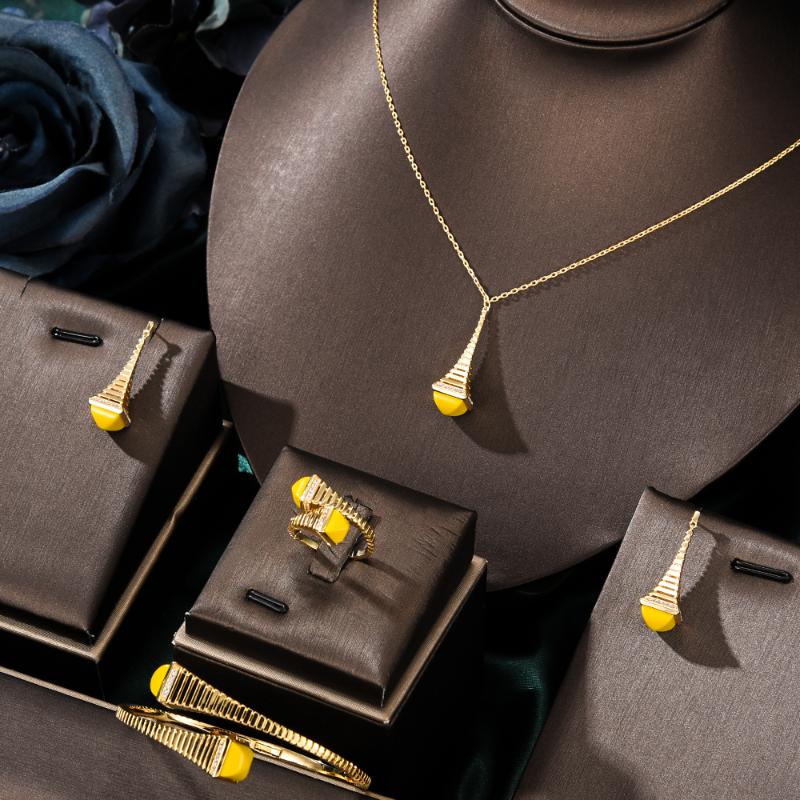 

Earrings & Necklace KellyBola Jewelry Light Luxury Zircon Bracelet Ring Women's Banquet Daily Anniversary Accessories 2021, As pic