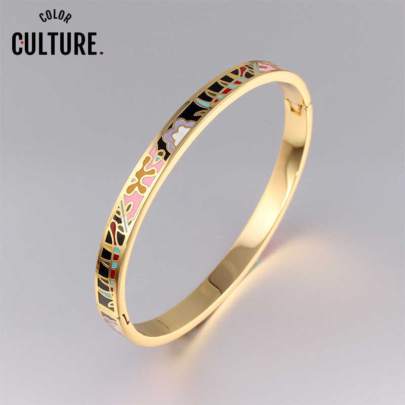 

New Steel Ultra Narrow Women's Bangles Costume Jewelery Charms Enamel Bangle Birthday Gift Q0720