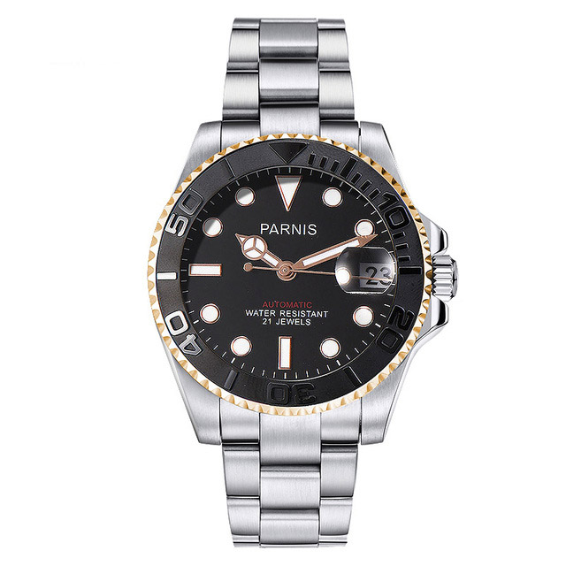 

Casual watch 40mm Black Bezel Mechanical Men's Watch Calendar Sapphire Crystal Automatic Men Watches Man Clock gift, Waterproof