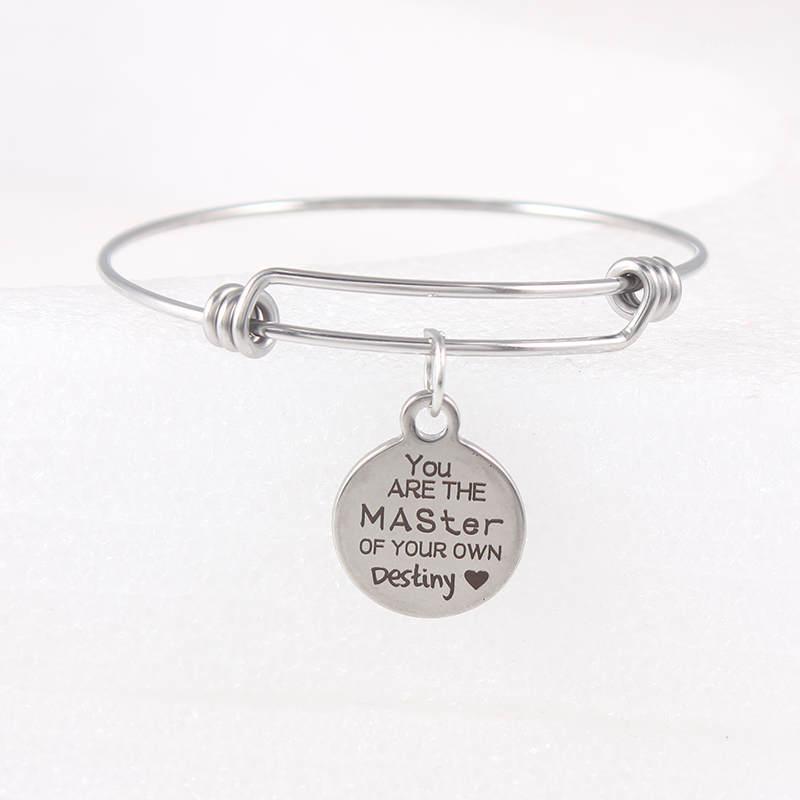 

Bangle You ARE THE MASTER OF YOUR OWN Stainless Steel Adjustable Wire Expandable Charm Bracelets Gifts For Women Jewelry1