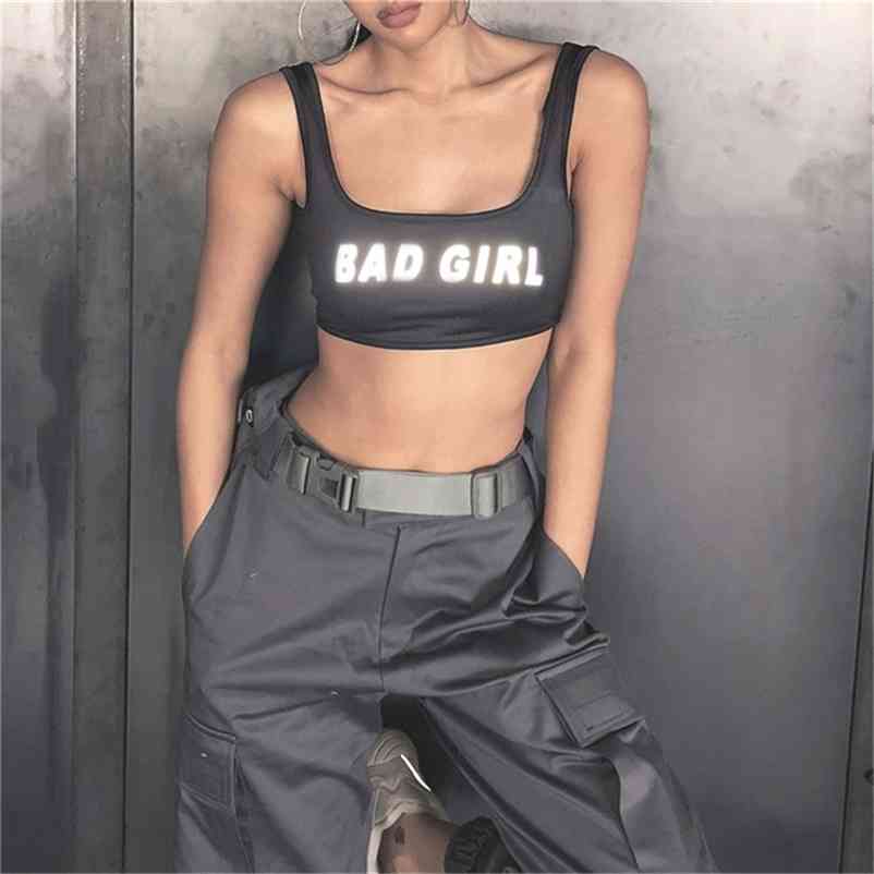 

Women Summer Vest Top Letter Printed Sport Fitness U-Neck Sleeveless reflection Crop 210519, Dark grey