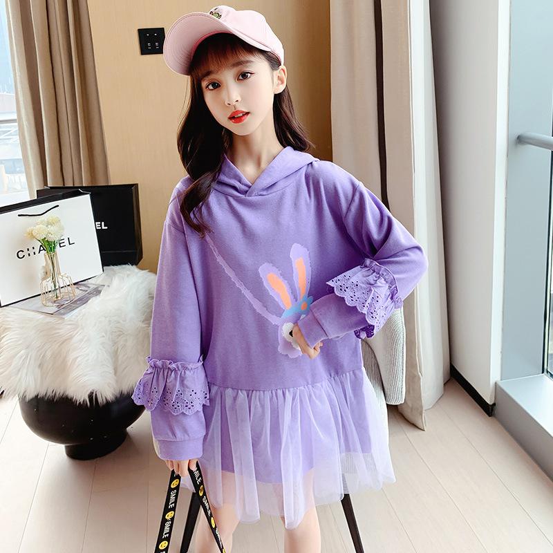 

Girl's Dresses 2022 Spring Arrival Casual Comfortable Girls Dress Age 4 To 14 Years Old Retail, Purple