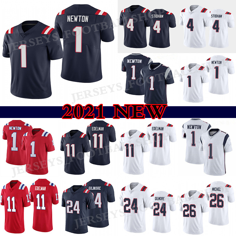 

1 Cam Newton 11 Julian Edelman Football Jersey Jarrett Stidham NewEnglandPatriotsStephon Gilmore 26 Sony Michel Men's Stitched, Navy blue