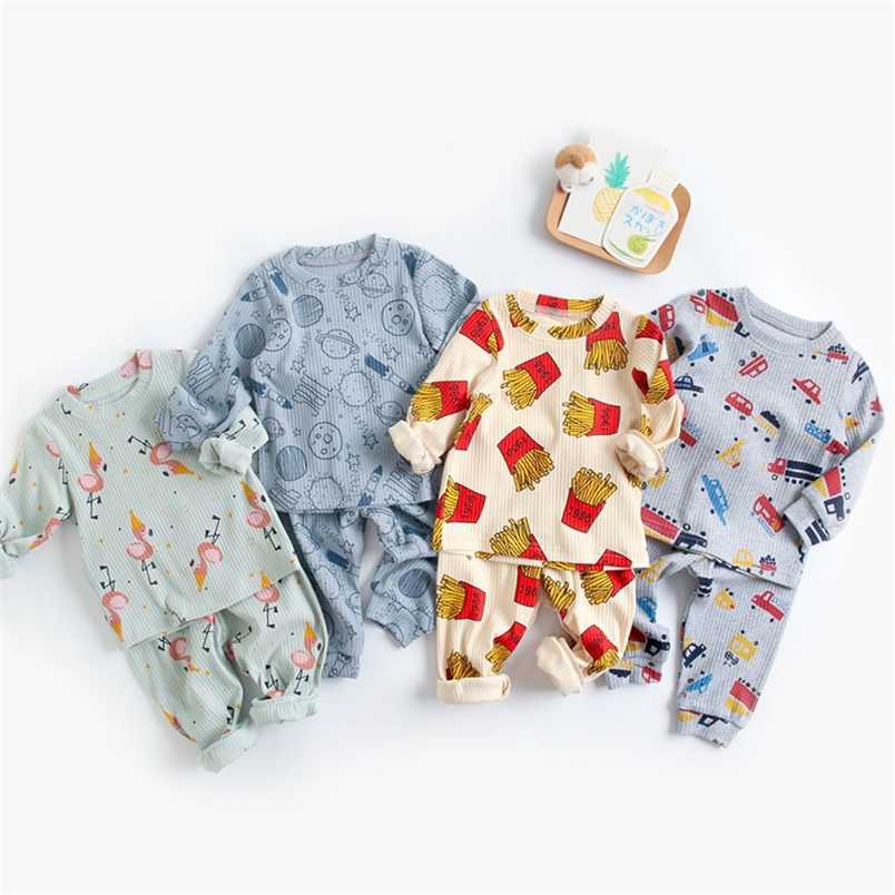 

MILANCEL Summer Baby Pajamas Set Cartoon Long Sleeve O Neck And Pants Sleepwear 211109, Green