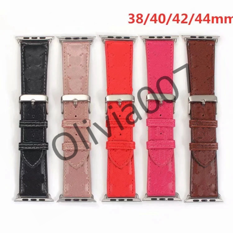 

2021 designer Watchbands Watch Band 42mm 38mm 40mm 44mm iwatch 2 3 4 5 bands Leather Strap Bracelet Fashion Stripes watchband o07
