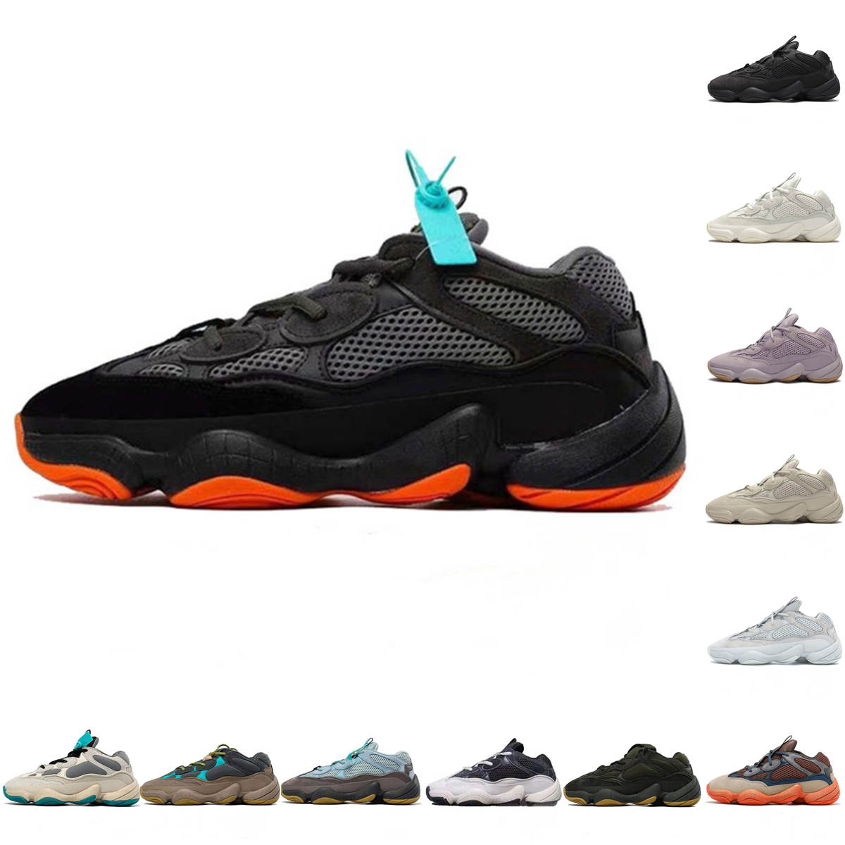 

top quality kanye 500 west mens Runner shoes Enflame 500s soft vision stone bone white utility Desert Rat black Frosted Blue super moon reflective men women sneakers, Original shoe box